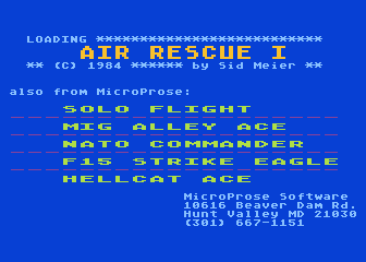 Air Rescue I (Atari 8-bit) screenshot: Loading Screen