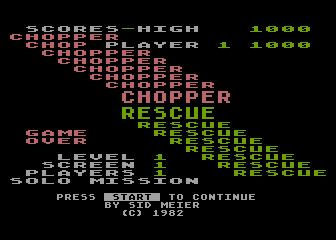 Chopper Rescue (Atari 8-bit) screenshot: High score