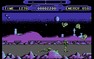 Rimrunner (Commodore 64) screenshot: The Runner is dead, gotta wait a moment for another one to arrive
