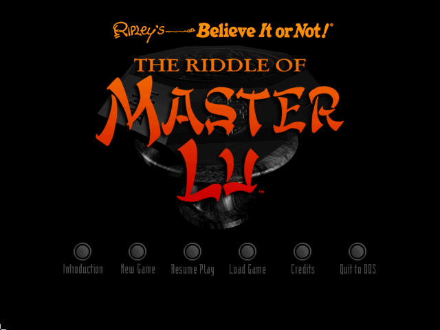 Ripley's Believe It or Not!: The Riddle of Master Lu (DOS) screenshot: Main menu