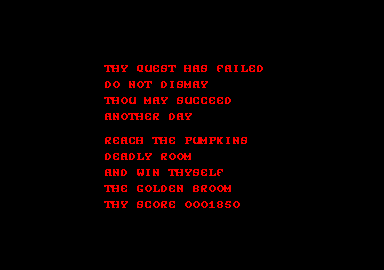 Cauldron (Amstrad CPC) screenshot: I lost all my lives