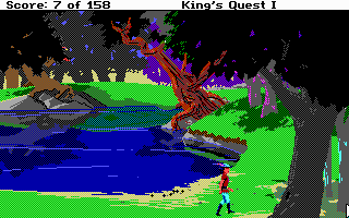 Roberta Williams' King's Quest I: Quest for the Crown (DOS) screenshot: Nice countryside around these parts. (EGA)