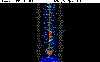 Roberta Williams' King's Quest I: Quest for the Crown (DOS) screenshot: Down into the well! (EGA)