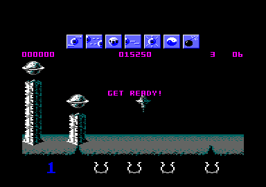 Wizball (Amstrad CPC) screenshot: Get ready to go.