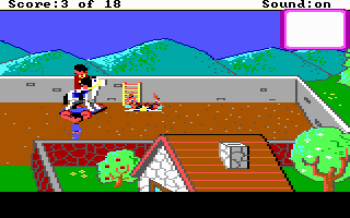 Mixed-Up Mother Goose (DOS) screenshot: Uh Oh. Looks like Humpty is now a scrambled egg.