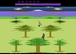 Robin Hood (Atari 2600) screenshot: Fighting henchman in the forest