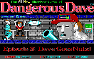 Dave Goes Nutz (DOS) screenshot: Title Screen
