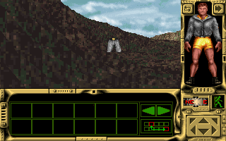 Robinson's Requiem (DOS) screenshot: Taking off your pants and throwing them out seems like the best way out of the situation