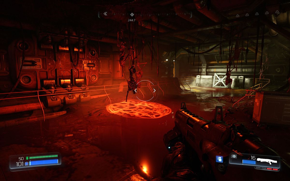 Doom (Windows) screenshot: Hell flows over into the space station.