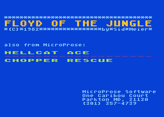 Floyd of the Jungle (Atari 8-bit) screenshot: Loading Screen