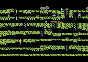 Floyd of the Jungle (Atari 8-bit) screenshot: Climbing the liana as 1 player