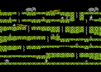 Floyd of the Jungle (Atari 8-bit) screenshot: Starting to play as 4 players