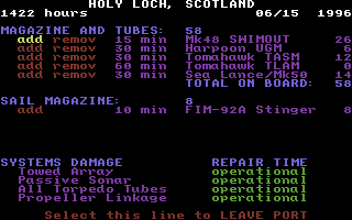 Red Storm Rising (Commodore 64) screenshot: Resupplying in Scotland.