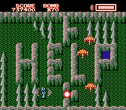 RoboWarrior (NES) screenshot: HELP... the "P" contains a well of hope (water) that destroys everything on the screen