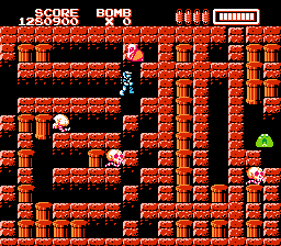 RoboWarrior (NES) screenshot: Many of these blocks can not be destroyed. Many can.