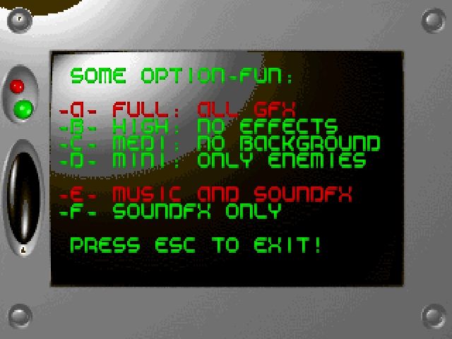 Terroid (Windows) screenshot: Game configuration options for less powerful machines<br><br>Demo version