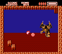RoboWarrior (NES) screenshot: This two headed lion flies around avoiding your bombs