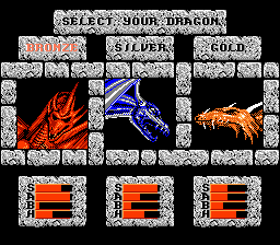 DragonStrike (NES) screenshot: Selecting a dragon