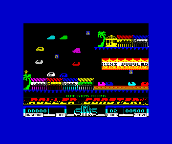 Roller Coaster (ZX Spectrum) screenshot: Go left from the start to get to this