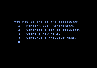 Computer Ambush (Commodore 64) screenshot: The main menu