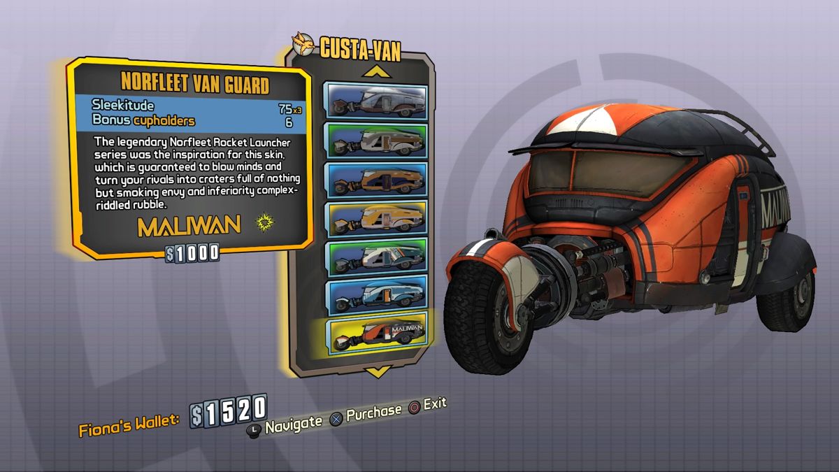 Tales from the Borderlands: Episode Two - Atlas Mugged (PlayStation 4) screenshot: Buying the custom van package
