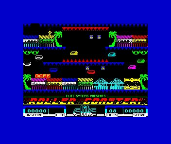 Roller Coaster (ZX Spectrum) screenshot: The hole in the last shot leads to another screen - this one