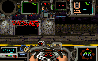 Quarantine (DOS) screenshot: Heading to a weapon shop