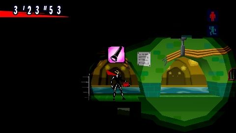 Exit (PSP) screenshot: Flashlight is your best friend on dark stages.