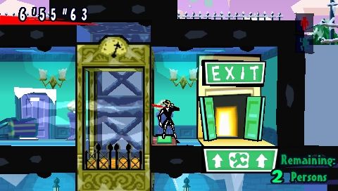 Exit (PSP) screenshot: Calling lift to upper level!