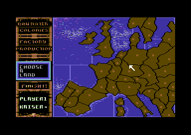 Scenario: Theatre of War (Commodore 64) screenshot: Choose your initial land