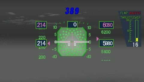 Jet de GO! Pocket (PSP) screenshot: In flight: to stay on course, you have to fly through the markers.