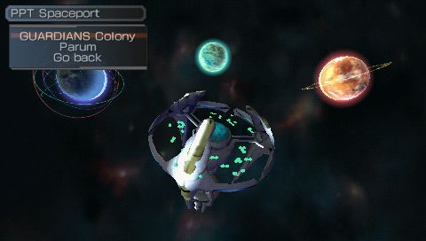 Phantasy Star Portable (PSP) screenshot: The place where you start the game.