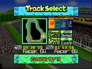 Penny Racers (Nintendo 64) screenshot: Track selection