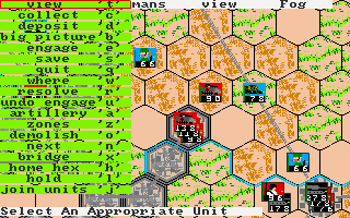 Blitzkrieg at the Ardennes (DOS) screenshot: Ingame options list