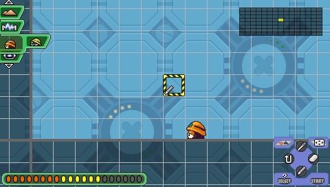 Mega Man Powered Up (PSP) screenshot: Level builder tool set in action