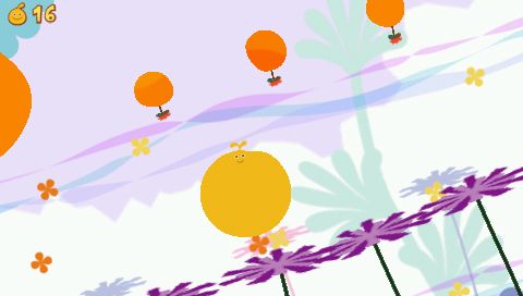 LocoRoco (PSP) screenshot: These flowers sway in the direction that you tilt the world in