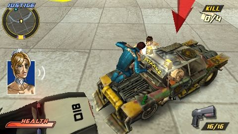 Pursuit Force: Extreme Justice (PSP) screenshot: First mission: acquiring a new vehicle.