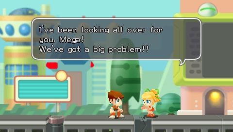 Mega Man Powered Up (PSP) screenshot: Dialog between characters