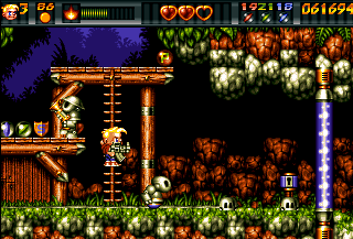 Ruff 'n' Tumble (Amiga) screenshot: World 1 - Blue key is required to open next section