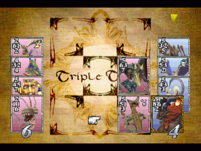 Final Fantasy VIII (PlayStation) screenshot: Playing Triple Triad, the in-game collectable card game