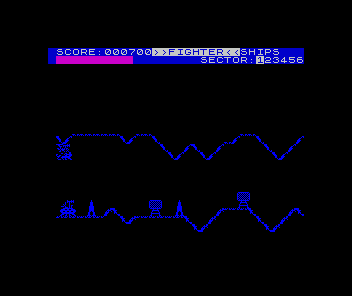 Cavern Fighter (ZX Spectrum) screenshot: Dead - trying to grab screenshots and not die is a nightmare here