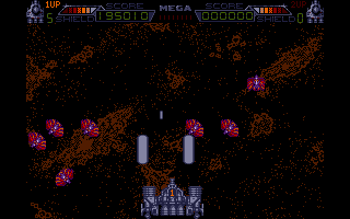 Mega Phoenix (DOS) screenshot: Upgraded ship