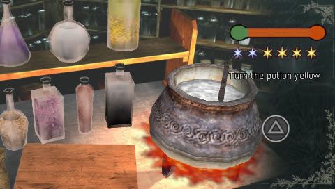 Harry Potter and the Half-Blood Prince (PSP) screenshot: Brewing a potion with QTEs.