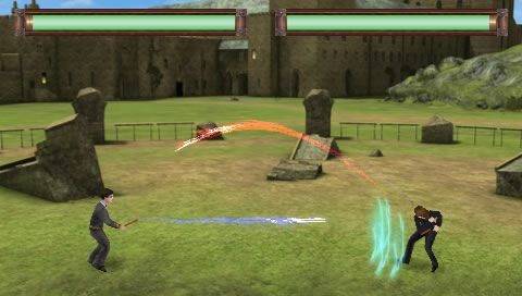 Harry Potter and the Half-Blood Prince (PSP) screenshot: My opponent is about to deflect my incoming shot.