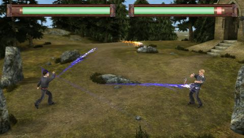 Harry Potter and the Half-Blood Prince (PSP) screenshot: A Wand Fight in progress