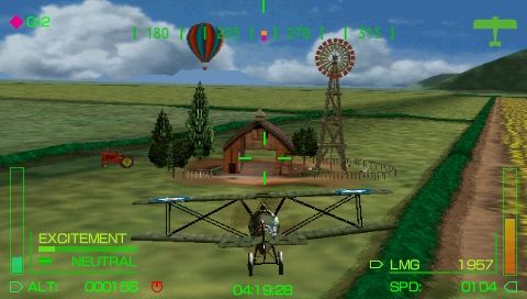 Pilot Academy (PSP) screenshot: Barnstorming: you are supposed to fly through a building!