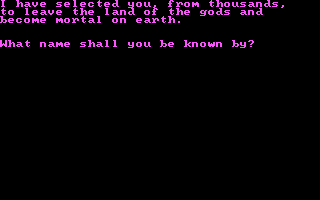 Cavequest (DOS) screenshot: Zeus has selected you