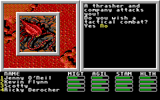 Mars Saga (DOS) screenshot: Attack by a thrasher!