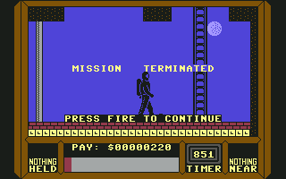 Saboteur II (Commodore 64) screenshot: I was defeated.