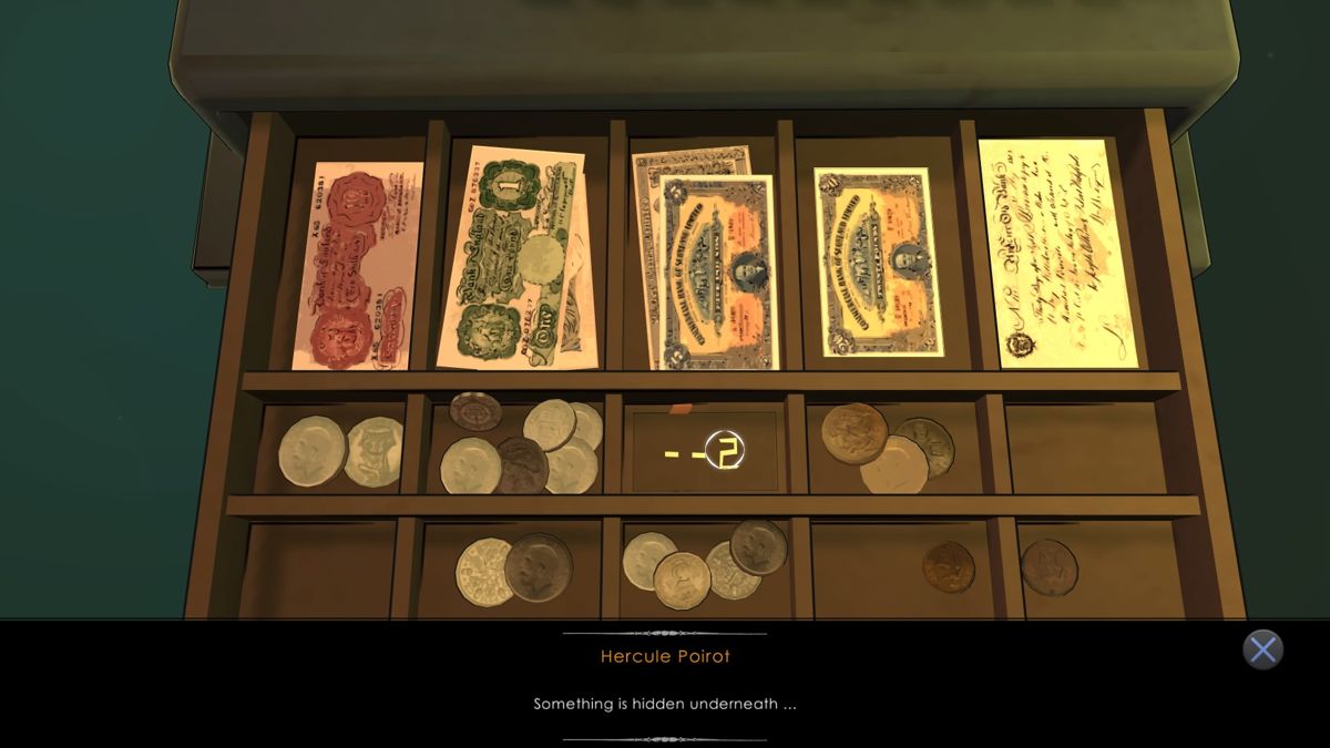 Agatha Christie: The ABC Murders (PlayStation 4) screenshot: There seem to be a hidden compartment inside the cash register